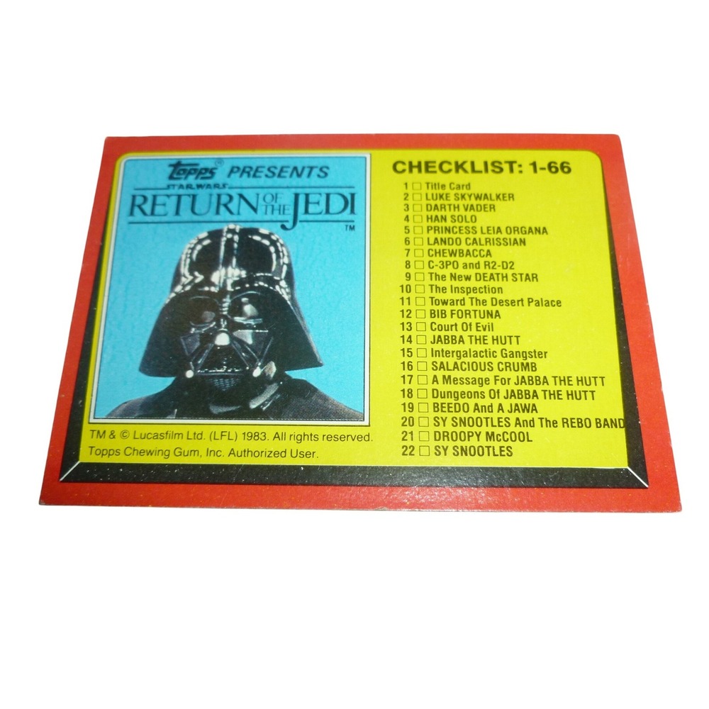 1983 Topps Star Wars Return of Jedi Checklist Card 131 Darth Vader Red Border